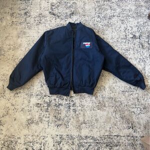 Vintage Pepsi Navy Jacket with Logo Patch Cuffed Sleeves Baggy Fit